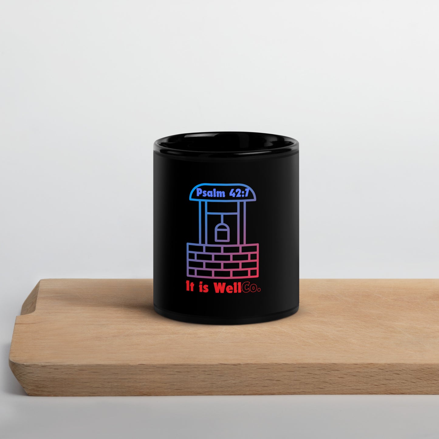 It Is Well Black Glossy Mug