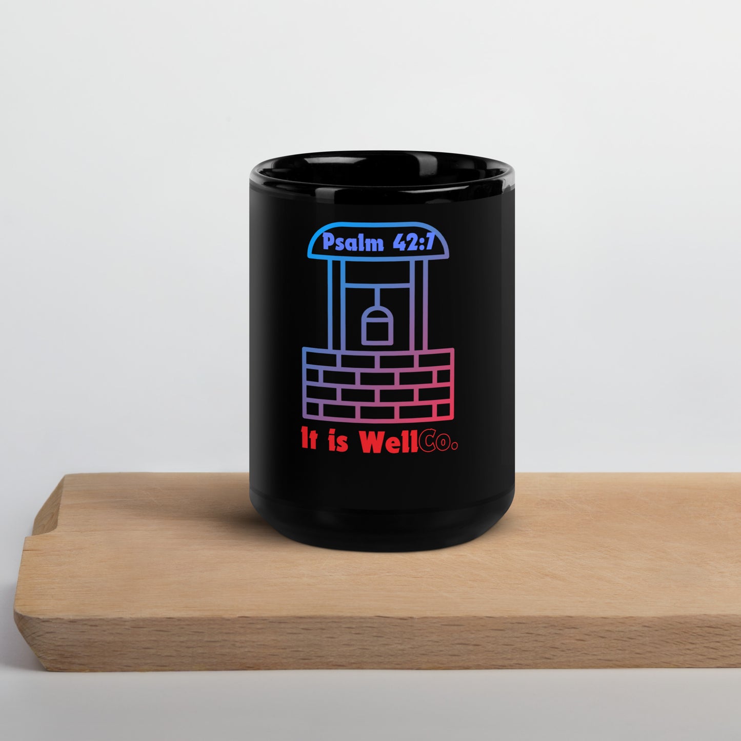 It Is Well Black Glossy Mug