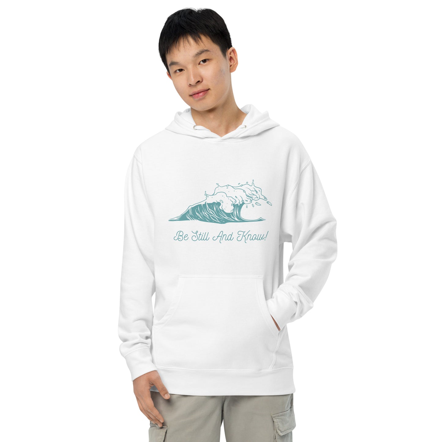 Be Still and Know White Unisex midweight hoodie