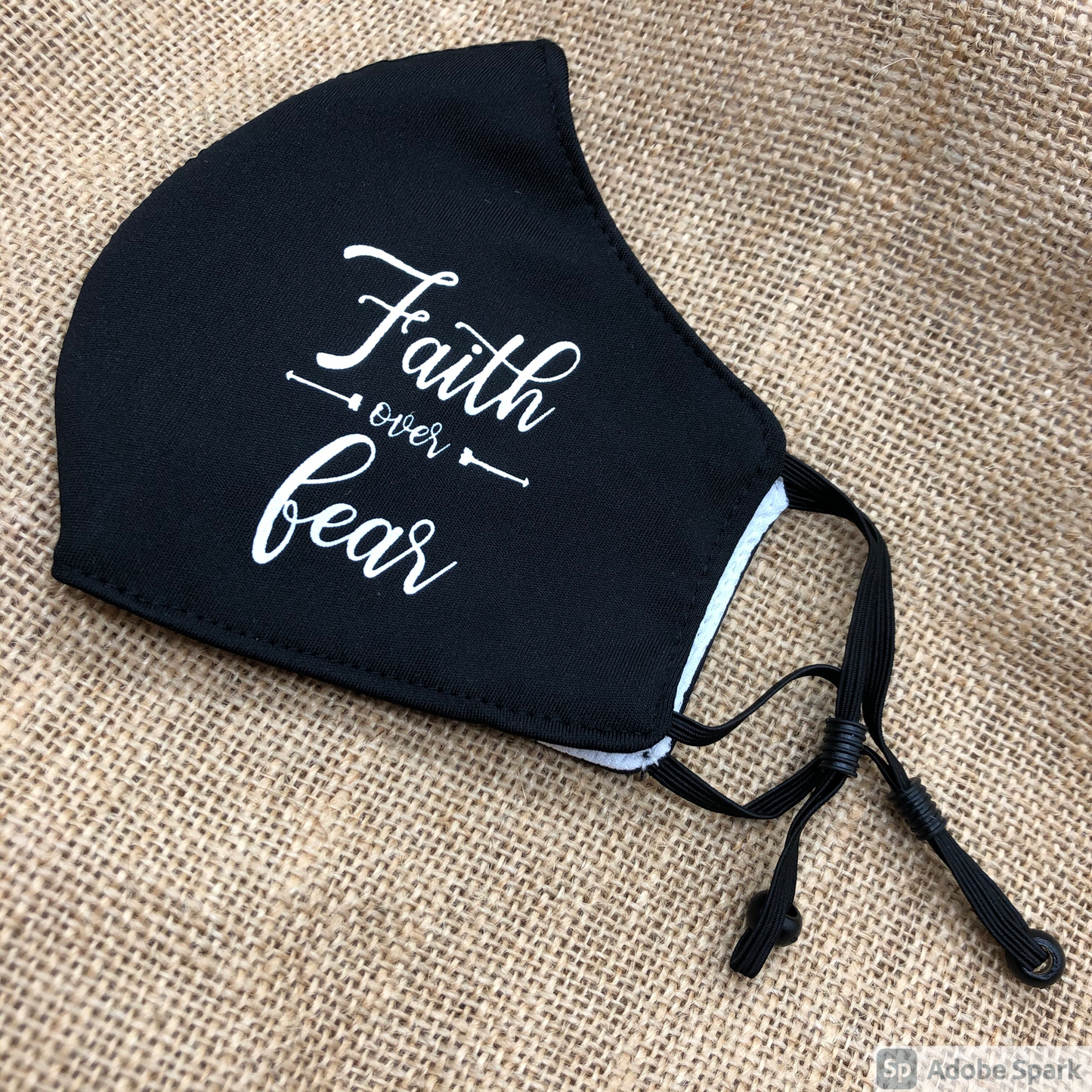 Faith Over Fear Black Two-Layer Fashion Face Mask