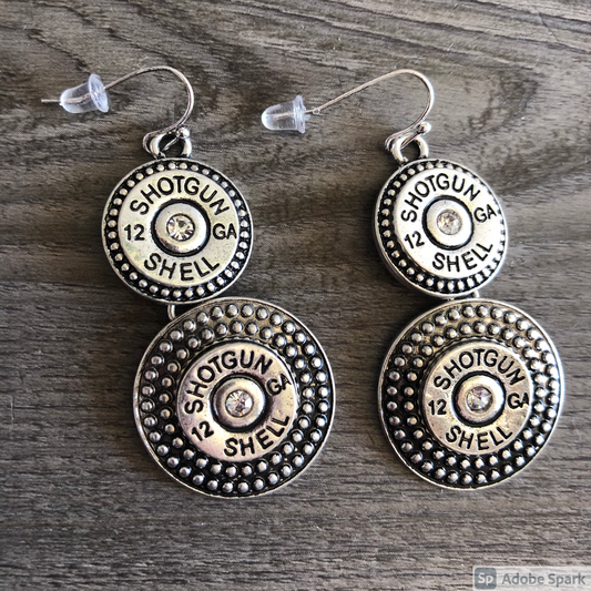 Silvertone Bullet Statement Earrings